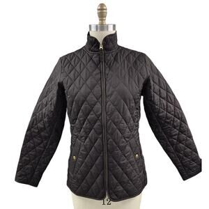 Lands End Quilted Polyester Dark Brown /Pink Lining Jacket Women Sz S 6-8 NWOT